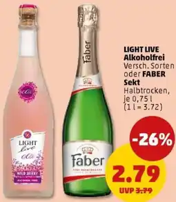 PENNY LIGHT LIVE Alkoholfrei oder FABER Sekt Angebot