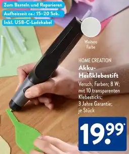 Aldi Süd HOME CREATION Akku Heißklebestift Angebot