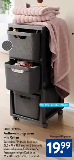 Aldi Süd HOME CREATION Aufbewahrungsturm mit Rollen Angebot