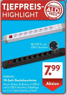 Aldi Süd WORKZONE 10-fach-Steckdosenleiste Angebot