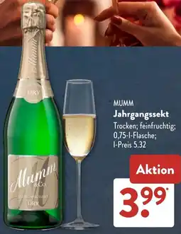 Aldi Süd MUMM Jahrgangssekt Angebot