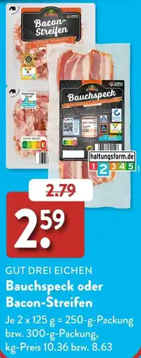 Aldi Süd GUT DREI EICHEN Bauchspeck oder Bacon-Streifen Angebot