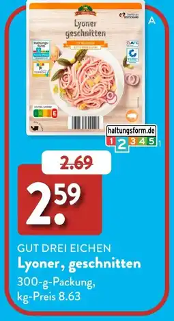 Aldi Süd GUT DREI EICHEN Lyoner, geschnitten Angebot