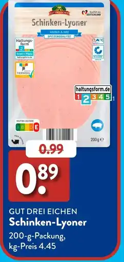 Aldi Süd GUT DREI EICHEN Schinken-Lyoner Angebot