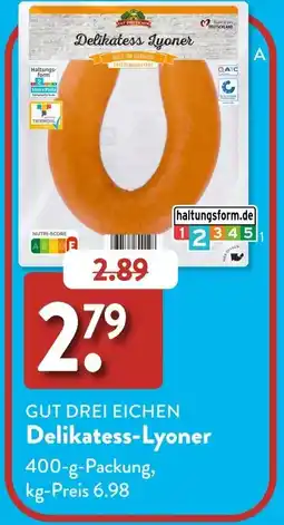 Aldi Süd GUT DREI EICHEN Delikatess-Lyoner Angebot