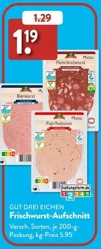 Aldi Süd GUT DREI EICHEN Frischwurst-Aufschnitt Angebot