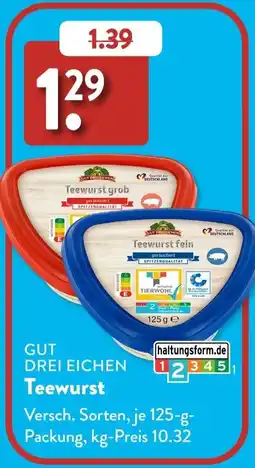 Aldi Süd GUT DREI EICHEN Teewurst Angebot