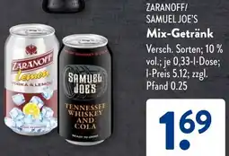Aldi Süd ZARANOFF/ SAMUEL JOE'S Mix-Getränk Angebot