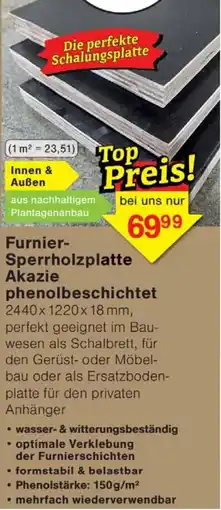 Wiglo Wunderland Furnier Sperrholzplatte Akazie phenolbeschichtet Angebot