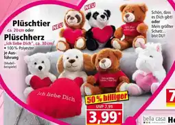 Norma Plüschtier ca. 20 cm oder Plüschherz „Ich liebe Dich“, ca. 30 cm Angebot