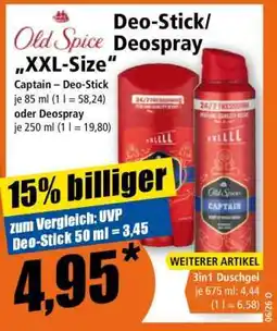 Norma Old Spice „XXL-Size“ Captain – Deo-Stick oder Deospray Angebot