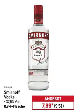 METRO Europa Smirnoff Vodka Angebot