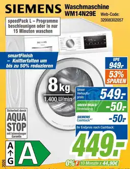 Expert Siemens waschmaschine wm14n29e Angebot