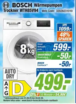 Expert Bosch wärmepumpen trockner wth85v94 Angebot