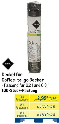 METRO RIOBA Deckel für Coffee-to-go Becher Angebot