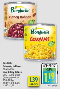 diska Bonduelle Goldmais, Goldmais Mexiko Mix oder Kidney Bohnen Angebot