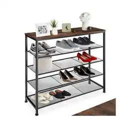 Netto Marken-Discount tectake Schuhregal, Industrial Style, Ablage und 4 Gitterablagen, 100 x 30,5 x 93 cm Angebot