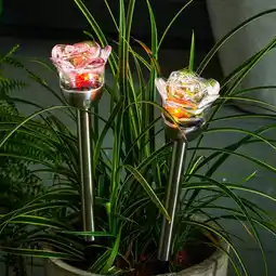 NKD Solarstecker Kristallrose mit Farbwechsel, ca. 8x37 cm Angebot