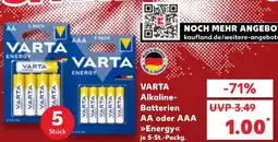 Kaufland VARTA Alkaline- Batterien AA oder AAA Energy Angebot