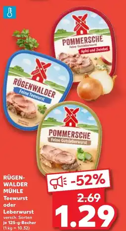 Kaufland RÜGEN- WALDER MÜHLE Teewurst oder Leberwurst Angebot