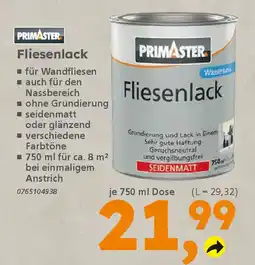 Globus Baumarkt PRIMASTER Fliesenlack Angebot