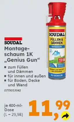 Globus Baumarkt SOUDAL Montage- schaum 1K ,,Genius Gun❝ Angebot
