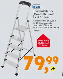 Globus Baumarkt KRAUSE Haushaltsleiter ,Monto Sepuro" 1 x 5 Stufen Angebot