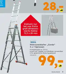 Globus Baumarkt KRAUSE Mehrzweckleiter,,Corda" 3 x 7 Sprossen Angebot