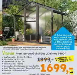 Globus Baumarkt Vitavía Premiumgewächshaus „Deimos 5800" Angebot