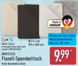 Aldi Nord NOVITESSE Flanell-Spannbetttuch Angebot