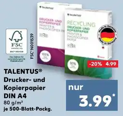 Kaufland TALENTUS Drucker- und Kopierpapier DIN A4 Angebot