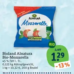 tegut Alnatura bio-mozzarella Angebot