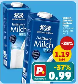 PENNY Weihenstephan haltbare milch 1,5% oder 3,5% fett Angebot