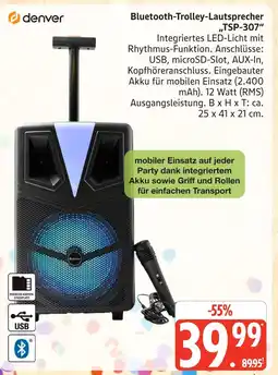 Marktkauf Denver bluetooth-trolley-lautsprecher tsp-307 Angebot