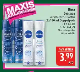 Marktkauf Nivea deospray fresh active Angebot