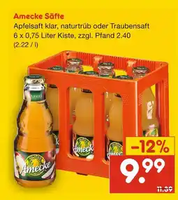 Netto Marken-Discount Amecke säfte apfelsaft klar, naturtrüb oder traubensaft Angebot