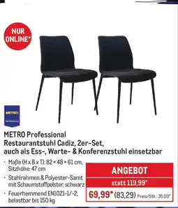 METRO METRO Professional Restaurantstuhl Cadiz, 2er-Set, auch als Ess-, Warte- & Konferenzstuhl einsetzbar Angebot