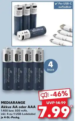 Kaufland MEDIARANGE Akkus AA oder AAA Angebot