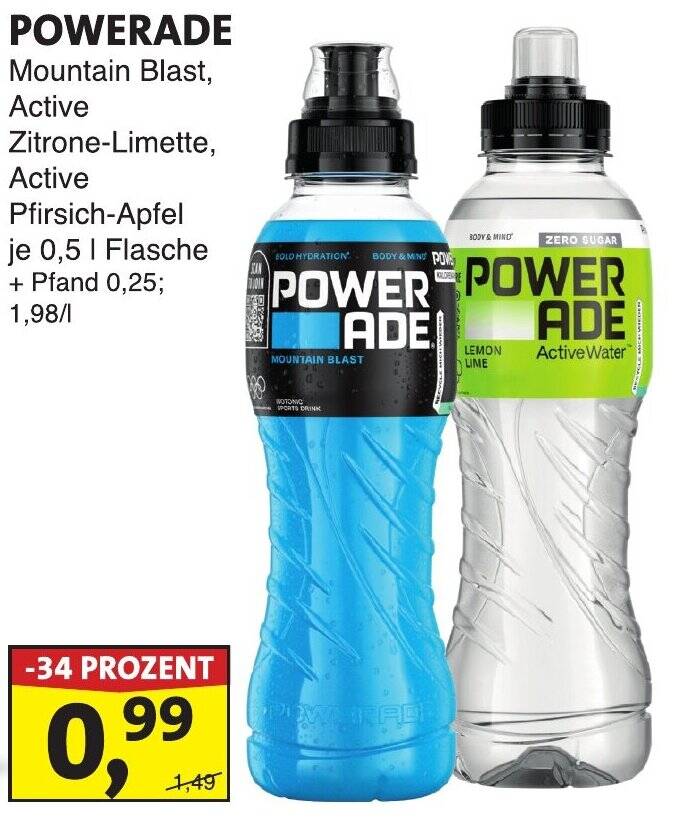 POWERADE Mountain Blast, Active Zitrone-Limette, Active Pfirsich-Apfel ...