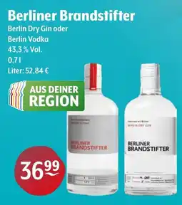 Getränke Hoffmann Berliner Brandstifter Berlin Dry Gin oder Berlin Vodka Angebot