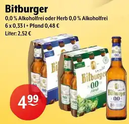 Getränke Hoffmann Bitburger 0,0% Alkoholfrei oder Herb 0,0% Alkoholfrei Angebot
