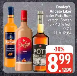 Edeka Dooley's, Andalö Likör oder Pott Rum Angebot
