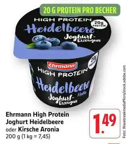 Edeka Ehrmann High Protein Joghurt Heidelbeere oder Kirsche Aronia Angebot