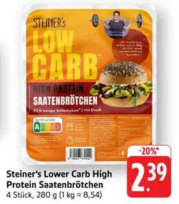 Edeka Steiner’s Lower Carb High Protein Saatenbrötchen Angebot