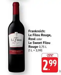 Edeka Le Filou Rouge, Rosé oder Le Sweet Filou Rouge Angebot
