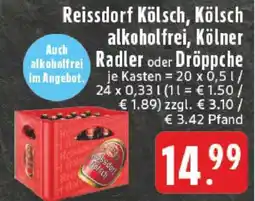 Edeka Reissdorf Kölsch, Kölsch alkoholfrei, Kölner Radler oder Dröppche Angebot
