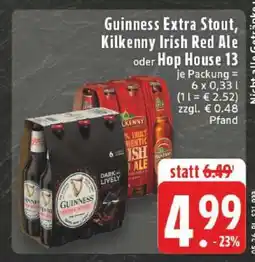 Edeka Guinness Extra Stout, Kilkenny Irish Red Ale oder Hop House 13 Angebot
