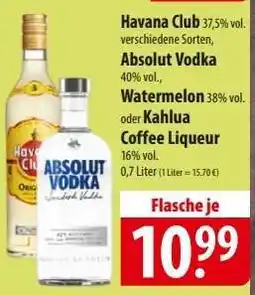 Famila Nord Ost Havana Club, Absolut Vodka, Watermelon, Kahlua Coffee Liqueur Angebot