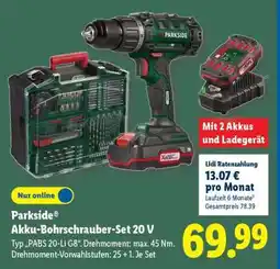 Lidl Parkside Akku-Bohrschrauber-Set, 20 V Angebot