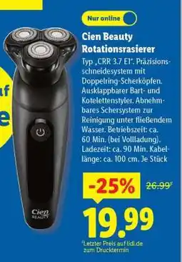 Lidl Cien Beauty Rotationsrasierer Angebot